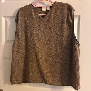 Brown Sleeveless V-Neck Sweater